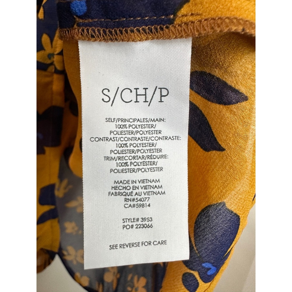Cabi Harmony Blouse Sheer Golden Eye Floral Ruffle Long Sleeve 3953 Size Small - Picture 8 of 11